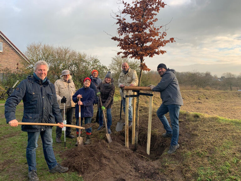 Bürgermeister Uwe Schmitz pflanzte einen Baum des Jahres 2022 auf dem Bolzplatz Kronenburg