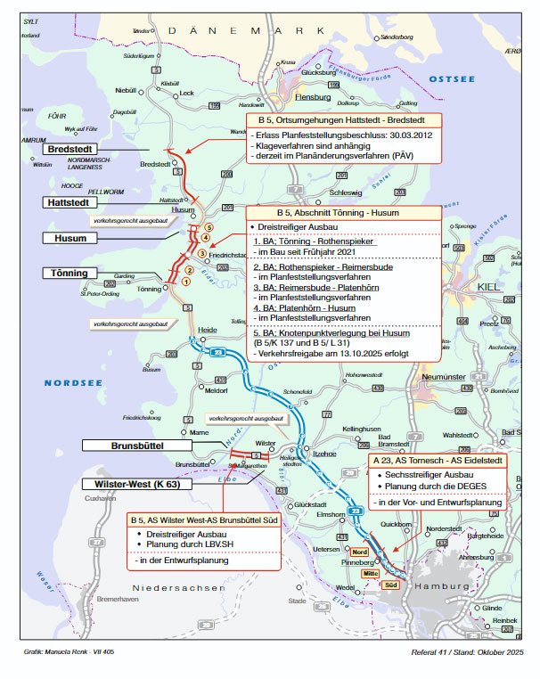 Ausbau der B 5 an der Westküste: Bund und Land geben Anschlussstelle bei Husum frei